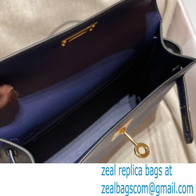 Hermes Mini Kelly II Handbag blue sapphire original epsom leather