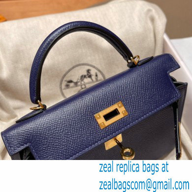 Hermes Mini Kelly II Handbag blue sapphire original epsom leather