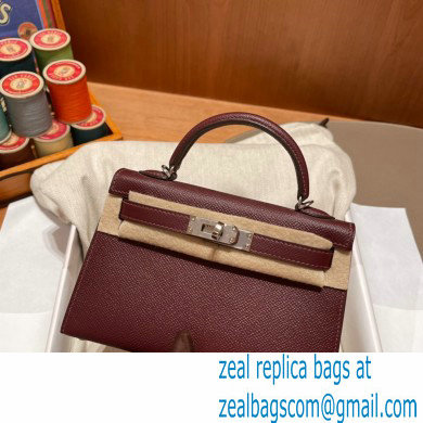 Hermes Mini Kelly II Handbag bordeaux original epsom leather - Click Image to Close