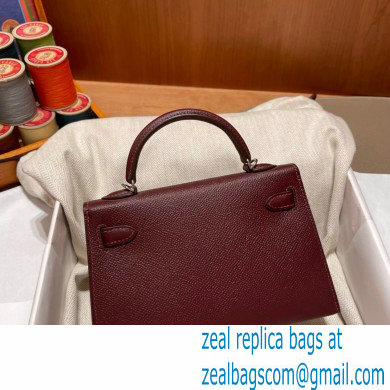 Hermes Mini Kelly II Handbag bordeaux original epsom leather - Click Image to Close