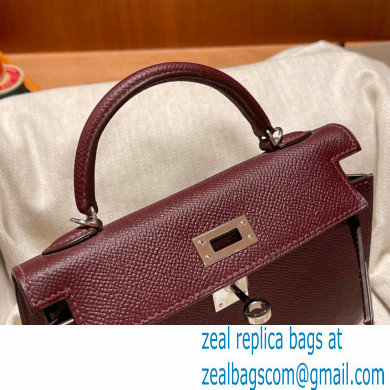 Hermes Mini Kelly II Handbag bordeaux original epsom leather