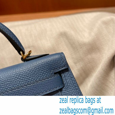 Hermes Mini Kelly II Handbag deep blue original epsom leather