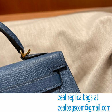 Hermes Mini Kelly II Handbag deep blue original epsom leather - Click Image to Close