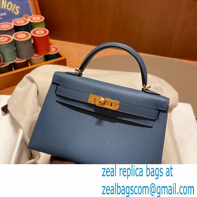 Hermes Mini Kelly II Handbag deep blue original epsom leather - Click Image to Close