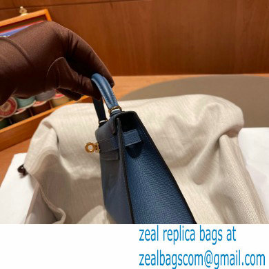Hermes Mini Kelly II Handbag deep blue original epsom leather - Click Image to Close