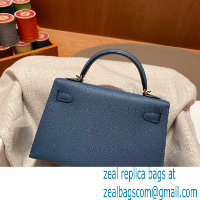 Hermes Mini Kelly II Handbag deep blue original epsom leather