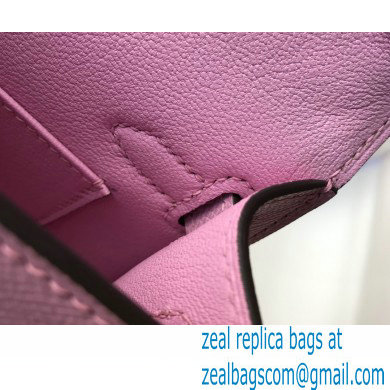 Hermes Mini Kelly II Handbag epsom leather with Gold Hardware half handmade mauve - Click Image to Close
