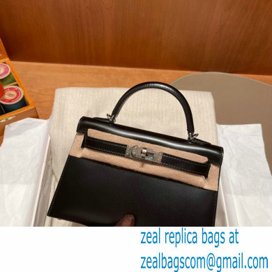 Hermes Mini Kelly II Handbag in original box leather black handmade