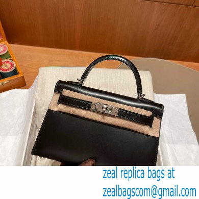 Hermes Mini Kelly II Handbag in original box leather black handmade