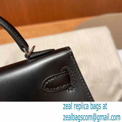 Hermes Mini Kelly II Handbag in original box leather black handmade