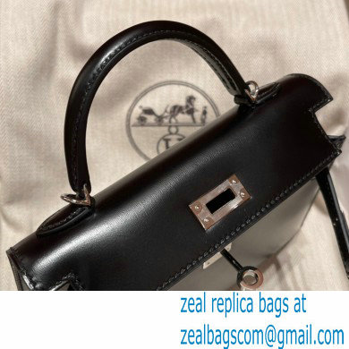 Hermes Mini Kelly II Handbag in original box leather black handmade