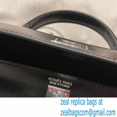 Hermes Mini Kelly II Handbag in original box leather black handmade