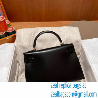 Hermes Mini Kelly II Handbag in original box leather black handmade