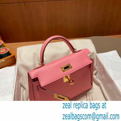 Hermes Mini Kelly II Handbag rose confetti original epsom leather