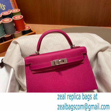 Hermes Mini Kelly II Handbag rose pourpre original epsom leather - Click Image to Close