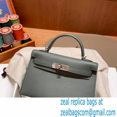 Hermes Mini Kelly II Handbag vert amanda original epsom leather