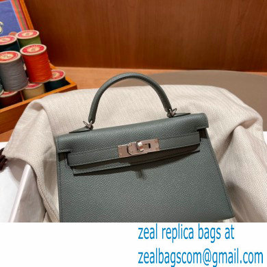 Hermes Mini Kelly II Handbag vert amanda original epsom leather - Click Image to Close