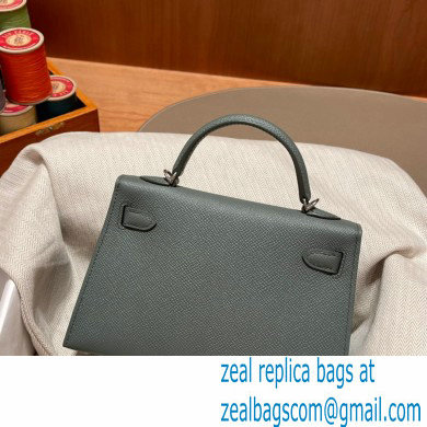 Hermes Mini Kelly II Handbag vert amanda original epsom leather