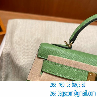 Hermes Mini Kelly II Handbag vert criquet original epsom leather - Click Image to Close