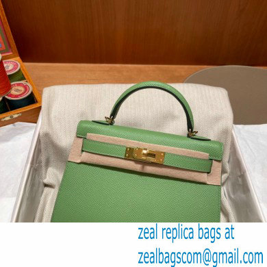 Hermes Mini Kelly II Handbag vert criquet original epsom leather - Click Image to Close