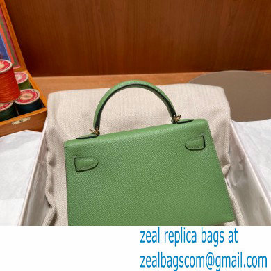 Hermes Mini Kelly II Handbag vert criquet original epsom leather - Click Image to Close