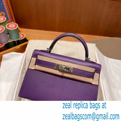 Hermes Mini Kelly II Handbag violet original epsom leather - Click Image to Close