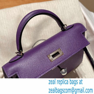 Hermes Mini Kelly II Handbag violet original epsom leather - Click Image to Close