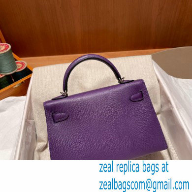 Hermes Mini Kelly II Handbag violet original epsom leather - Click Image to Close