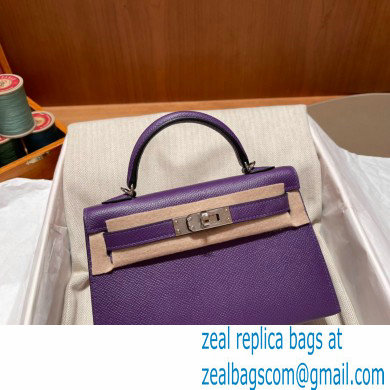 Hermes Mini Kelly II Handbag violet original epsom leather - Click Image to Close
