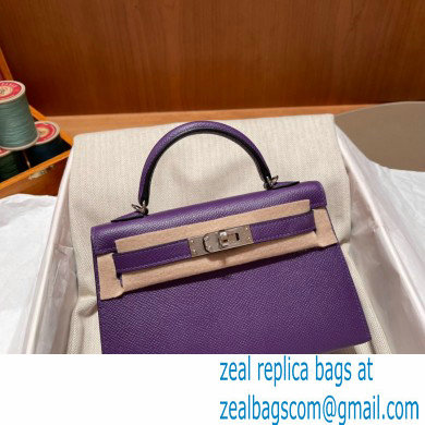 Hermes Mini Kelly II Handbag violet original epsom leather