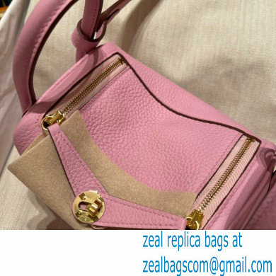 Hermes Mini Lindy 19cm Bag in original togo leather mauve - Click Image to Close