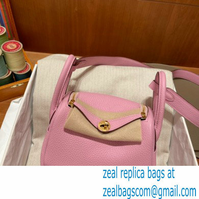 Hermes Mini Lindy 19cm Bag in original togo leather mauve - Click Image to Close