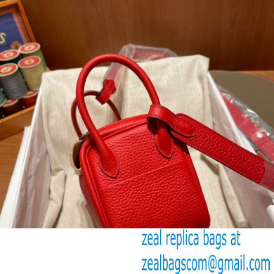 Hermes Mini Lindy 19cm Bag in original togo leather rouge de coeur - Click Image to Close
