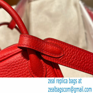 Hermes Mini Lindy 19cm Bag in original togo leather rouge de coeur