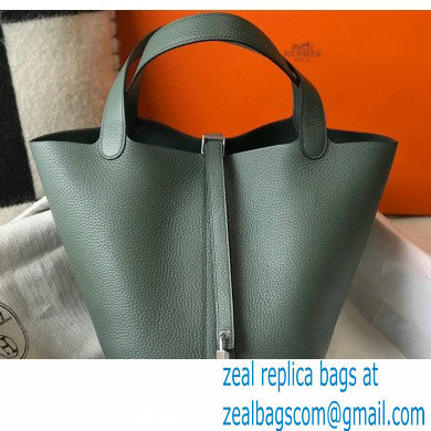 Hermes Picotin Lock 18/22 Bag Almond Green with Silver Hardware - Click Image to Close