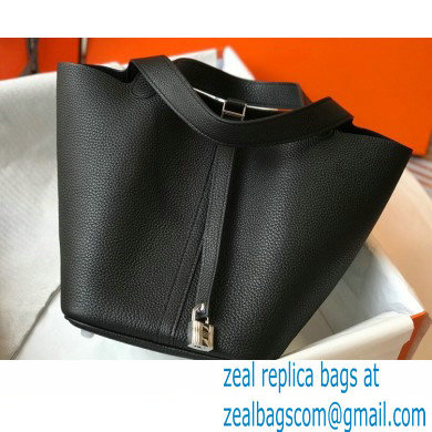 Hermes Picotin Lock 18/22 Bag Black with Silver Hardware - Click Image to Close