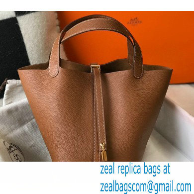 Hermes Picotin Lock 18/22 Bag Brown with Gold Hardware - Click Image to Close