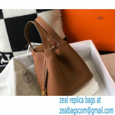 Hermes Picotin Lock 18/22 Bag Brown with Gold Hardware - Click Image to Close