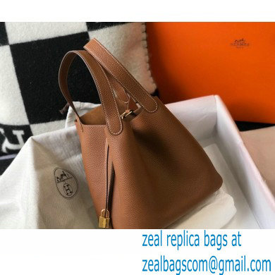 Hermes Picotin Lock 18/22 Bag Brown with Gold Hardware