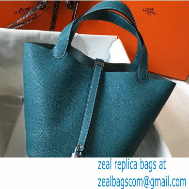 Hermes Picotin Lock 18/22 Bag Denim Blue with Silver Hardware
