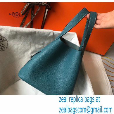 Hermes Picotin Lock 18/22 Bag Denim Blue with Silver Hardware