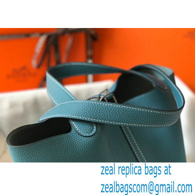 Hermes Picotin Lock 18/22 Bag Denim Blue with Silver Hardware