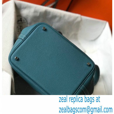 Hermes Picotin Lock 18/22 Bag Denim Blue with Silver Hardware