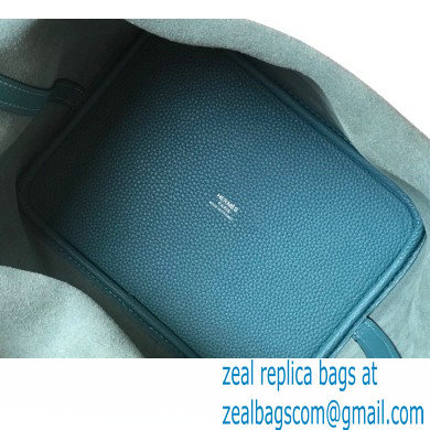 Hermes Picotin Lock 18/22 Bag Denim Blue with Silver Hardware