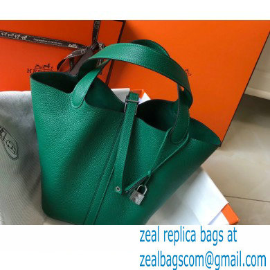Hermes Picotin Lock 18/22 Bag Emerald Green with Silver Hardware