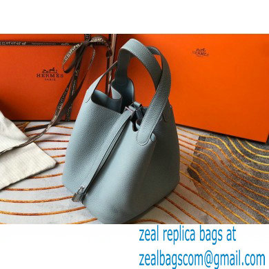 Hermes Picotin Lock 18/22 Bag Linen Blue with Silver Hardware