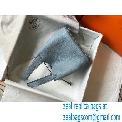 Hermes Picotin Lock 18/22 Bag Linen Blue with Silver Hardware