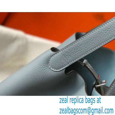 Hermes Picotin Lock 18/22 Bag Linen Blue with Silver Hardware