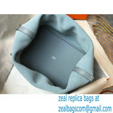 Hermes Picotin Lock 18/22 Bag Linen Blue with Silver Hardware