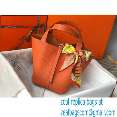 Hermes Picotin Lock 18/22 Bag Orange with Silver Hardware